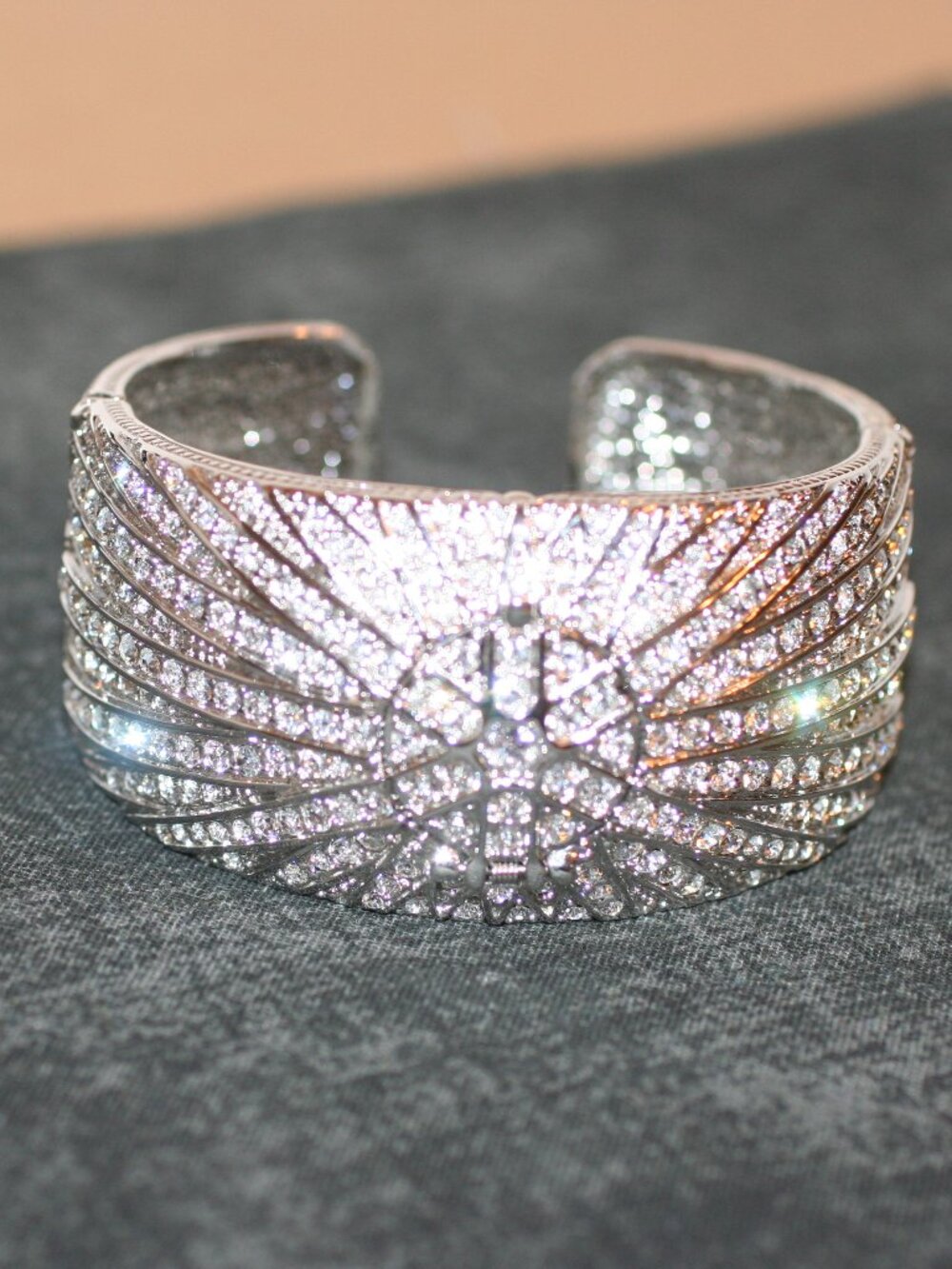 Victoria Weick Bangle Quartz Watch B6840 White Rhinestones Covered Face